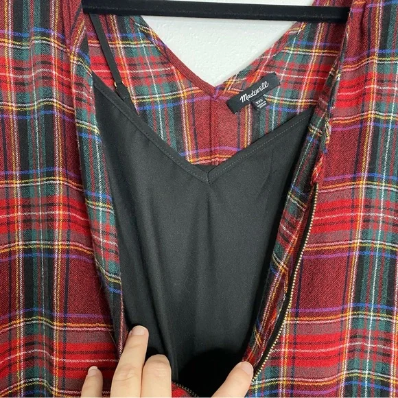 Madewell red plaid zipper detail shift dress XXS - Picture 6 of 9